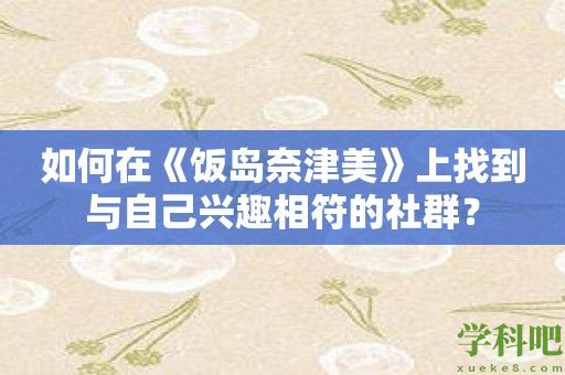 如何在《饭岛奈津美》上找到与自己兴趣相符的社群？