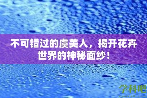 不可错过的虞美人，揭开花卉世界的神秘面纱！